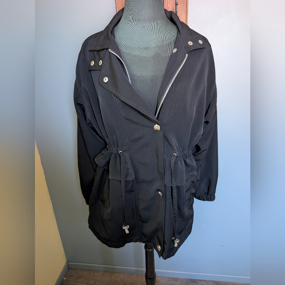 Women's Black Jacket, Heavyweight Windbreaker By Monica Grey